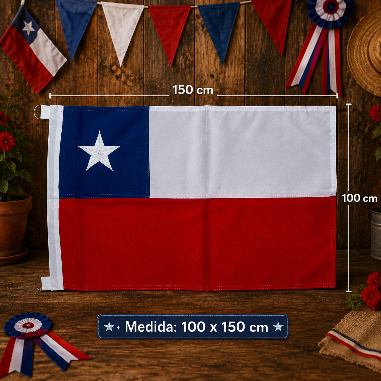 Bandera De Chile 100x150 (cm)