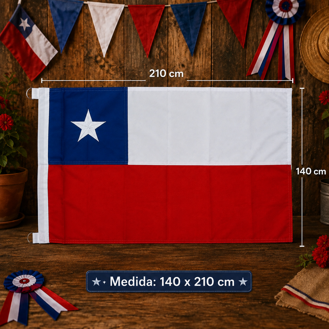 Bandera De Chile 140x210 (cm)