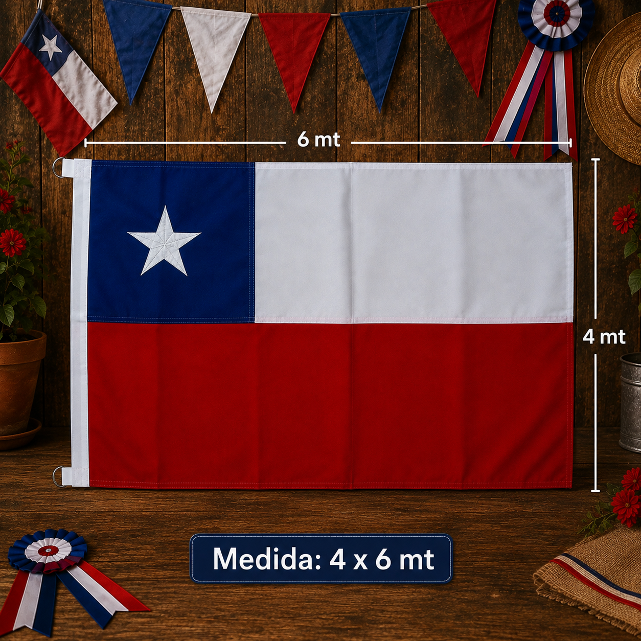 Bandera De Chile 4X6 mt